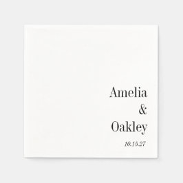 Servilleta De Papel Personalizado de matrimonio elegante blanco básico
