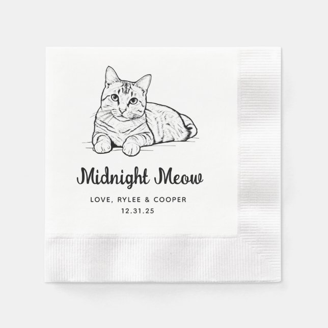 Servilleta De Papel Personalizado de medianoche Cat Drake Cocktail Nap (Anverso)