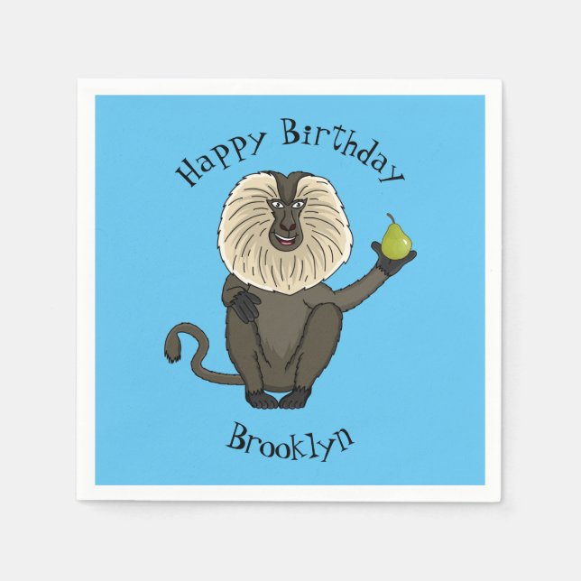 Servilleta De Papel Personalizado de mono de burro con cola de león di (Anverso)