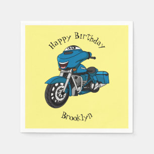 Servilleta De Papel Personalizado de moto azul feliz