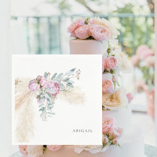 Servilleta De Papel Personalizado de novias Boho Pink Peonies