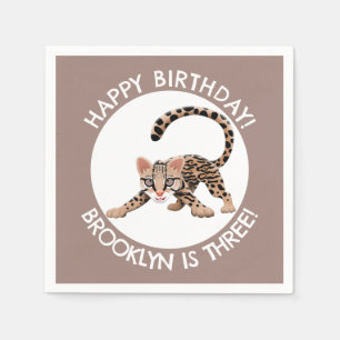 Servilleta De Papel Personalizado de ocelot lindo personalizado cumple