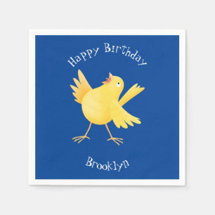 Servilleta De Papel Personalizado de pájaro canario amarillo cantando 