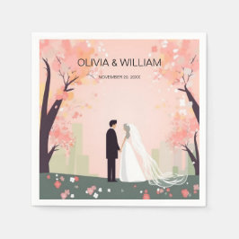 Servilleta De Papel Personalizado de pareja mínima con flores