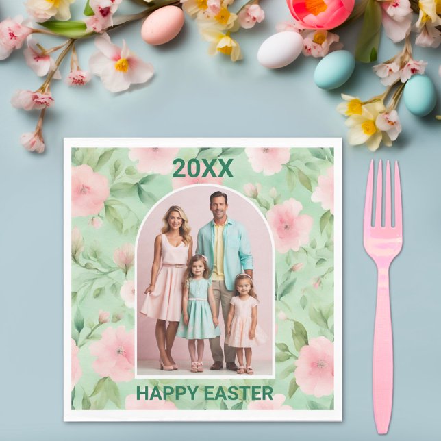Servilleta De Papel Personalizado de Pascua Foto Pastel Pink & Green F (Subido por el creador)