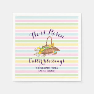 Servilleta De Papel Personalizado de Pascua Stripes Moderno Jardín Flo