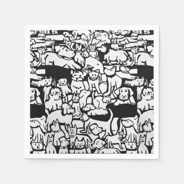 Servilleta De Papel Personalizado de perros y gatos" servilletas de pa (Anverso)