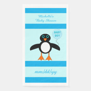 Servilleta De Papel Personalizado de pingüino azul lindo