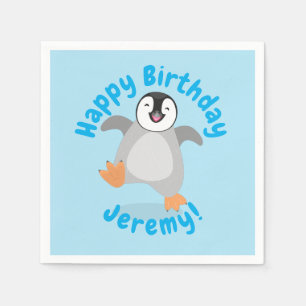 Servilleta De Papel Personalizado de pingüino feliz de bebé
