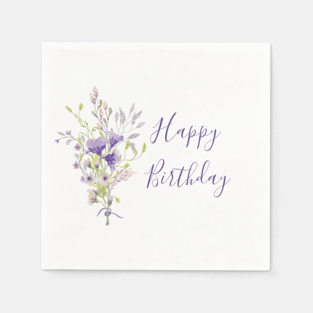 Servilleta De Papel Personalizado de pulverización floral púrpura (Anverso)