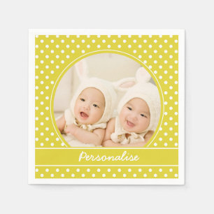 Servilleta De Papel Personalizado de puntos de polka amarillo brillant