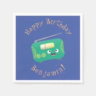 Servilleta De Papel Personalizado de radio retro alegre y gracioso