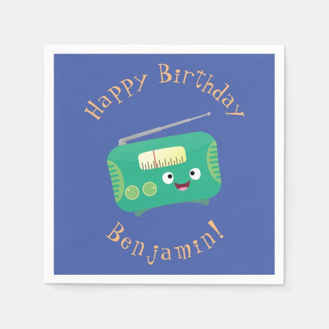 Servilleta De Papel Personalizado de radio retro alegre y gracioso (Anverso)