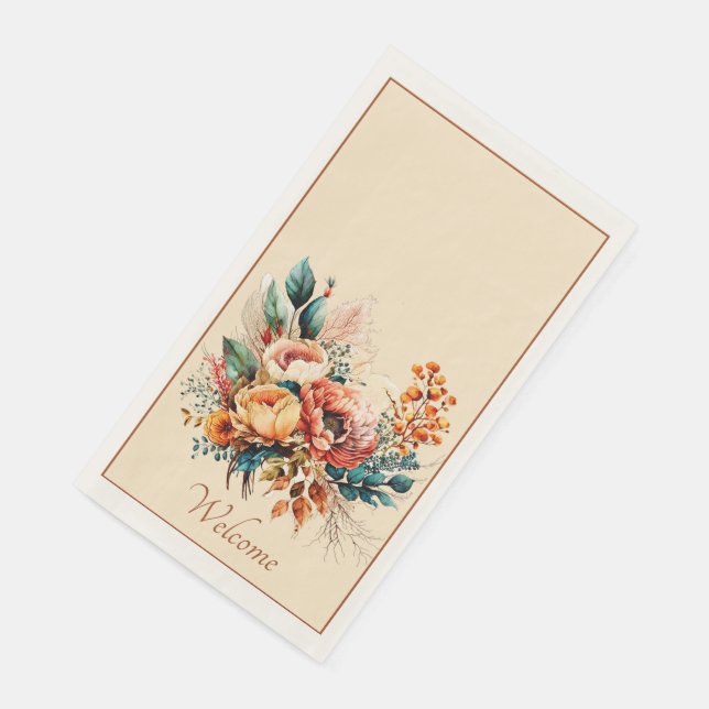 Servilleta De Papel Personalizado de ramos de otoño y boho (Esquina)