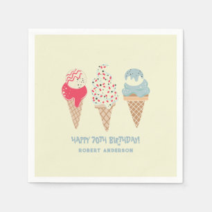Servilleta De Papel Personalizado de retro helado Cone 70 cumpleaños