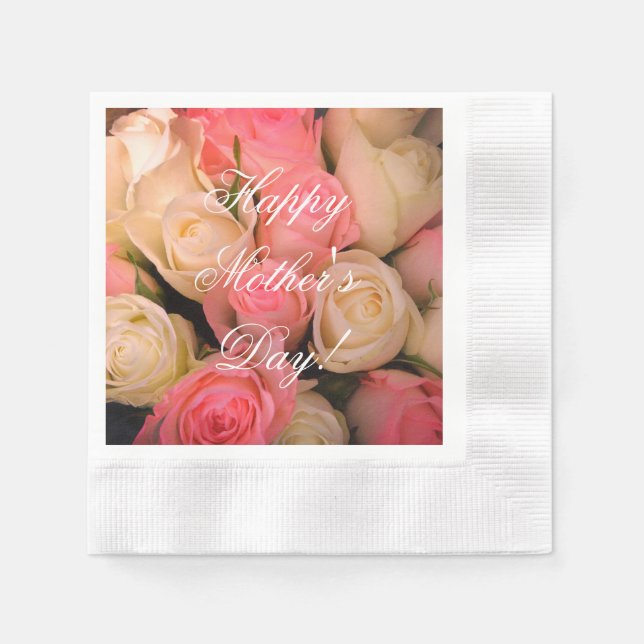 Servilleta De Papel Personalizado de rosas blancas rosas rosadas escri (Anverso)