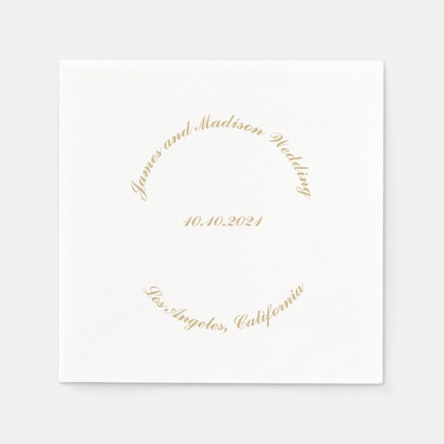 Servilleta De Papel personalizado de script boda nombres de texto curv (Anverso)
