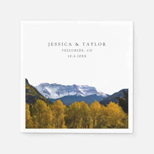 Servilleta De Papel Personalizado de Telluride Boda Foto Cocktail Napk (Anverso)