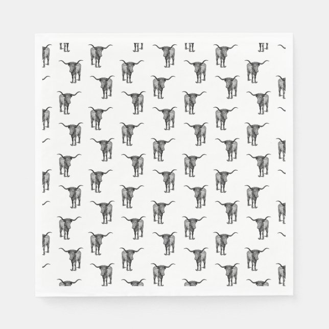 Servilleta De Papel Personalizado de toros Longhorn de Texas Occidenta (Anverso)
