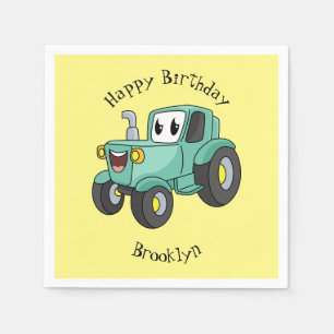 Servilleta De Papel Personalizado de tractores verde feliz