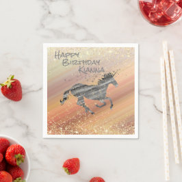 Servilleta De Papel Personalizado de Unicornio caprichoso Purpurinoso