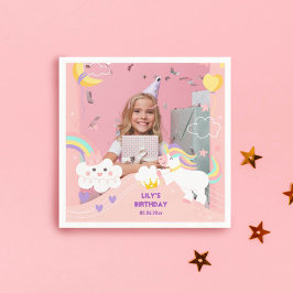 Servilleta De Papel Personalizado de unicornio rosa lindo cumpleaños