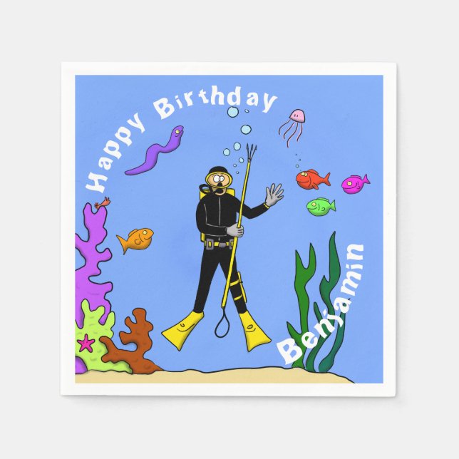 Servilleta De Papel Personalizado de vida marina de buceo Scuba (Anverso)