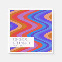 Servilleta De Papel Personalizado del Boda púrpura azul Bright Groovy 