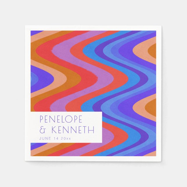 Servilleta De Papel Personalizado del Boda púrpura azul Bright Groovy  (Anverso)