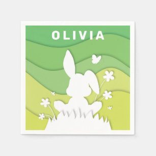Servilleta De Papel Personalizado del conejo de Pascua sobre hierba