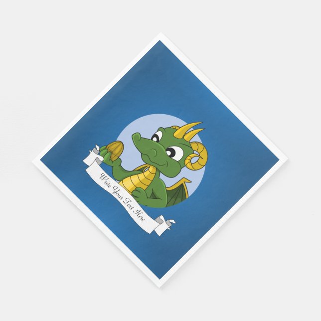 Servilleta De Papel Personalizado del dragón verde (Esquina)