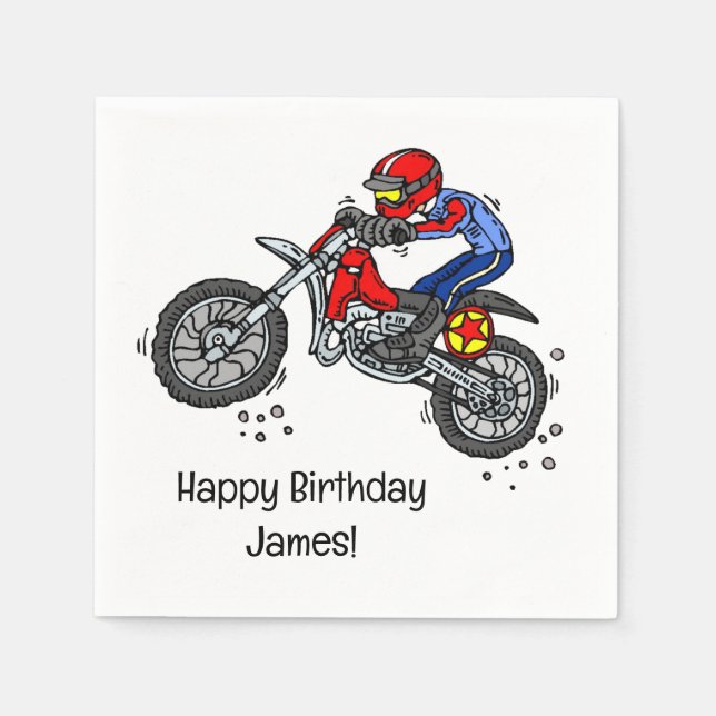 Servilleta De Papel Personalizado del partido de cumpleaños Motocross  (Anverso)