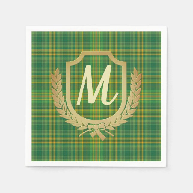 Servilleta De Papel Personalizado del tartán verde rico (plaid) (Anverso)