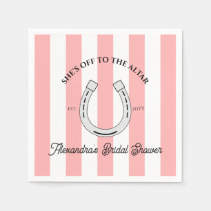 Servilleta De Papel Personalizado Derby Shower Pink Cabana Stripes Hor
