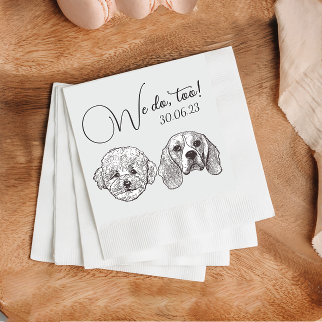 Servilleta De Papel Personalizado Dos Mascotas Boda de Cocktail Napkin (Subido por el creador)
