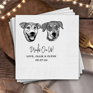 Servilleta De Papel Personalizado Dos Mascotas Boda de Cocktail Napkin