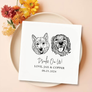 Servilleta De Papel Personalizado Dos Mascotas Boda de Cocktail Napkin