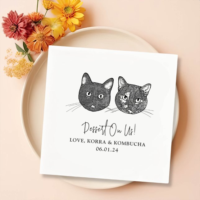 Servilleta De Papel Personalizado Dos Mascotas Boda de Cocktail Napkin (Subido por el creador)