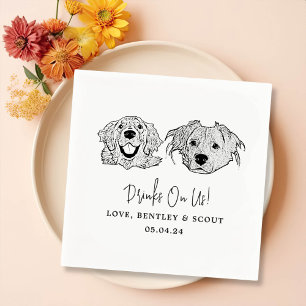 Servilleta De Papel Personalizado Dos Mascotas Boda de Cocktail Napkin
