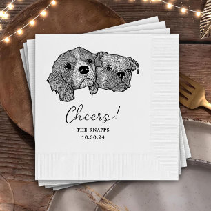 Servilleta De Papel Personalizado Dos Mascotas Boda de Cocktail Napkin