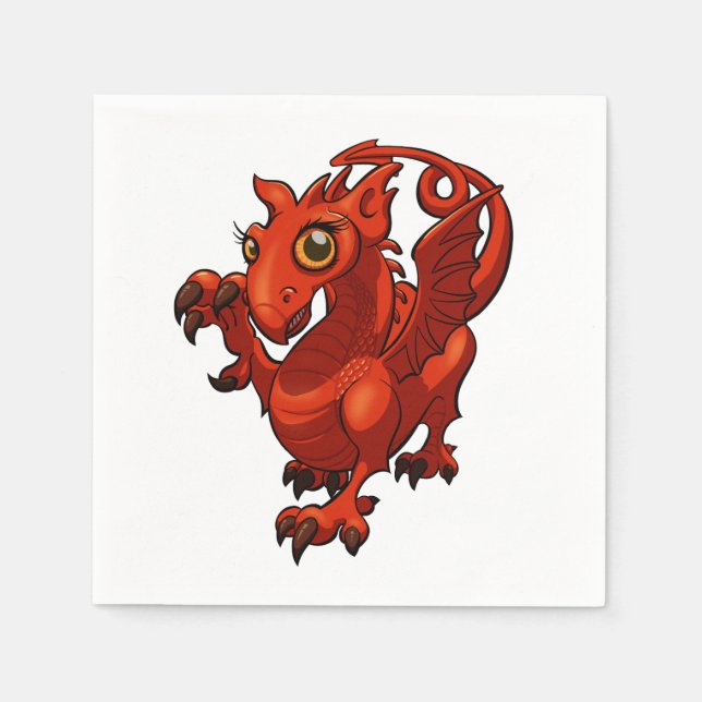 Servilleta De Papel Personalizado Dragón Rojo, bebé galés desenfrenado (Anverso)