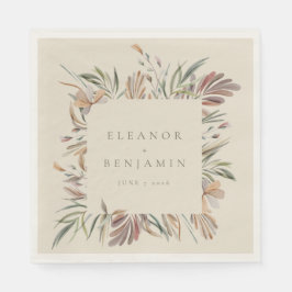 Servilleta De Papel Personalizado Earthy Rustic Botanic Bodas Nombres