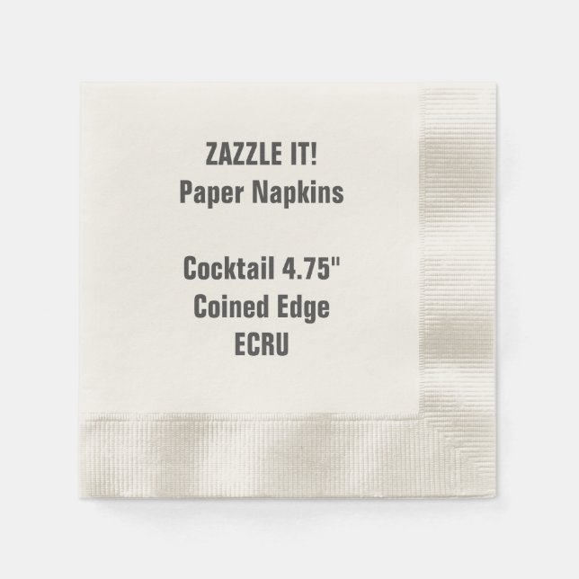 Servilleta De Papel Personalizado ECRU Cocktail Paper Napkins Blank (Anverso)