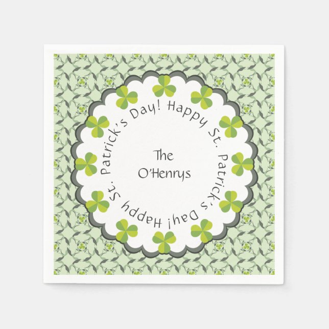 Servilleta De Papel Personalizado el Día Celta de Shamrock St. Patrick (Anverso)