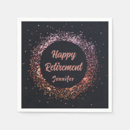 Servilleta De Papel Personalizado elegante Rosa negro oro feliz retiro