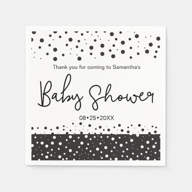 Servilleta De Papel "Personalizado" en blanco y negro, Baby Shower (Anverso)