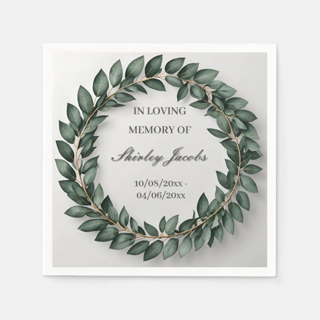 Servilleta De Papel Personalizado Eucalyptus Funeral Wreath Elegant Me (Anverso)