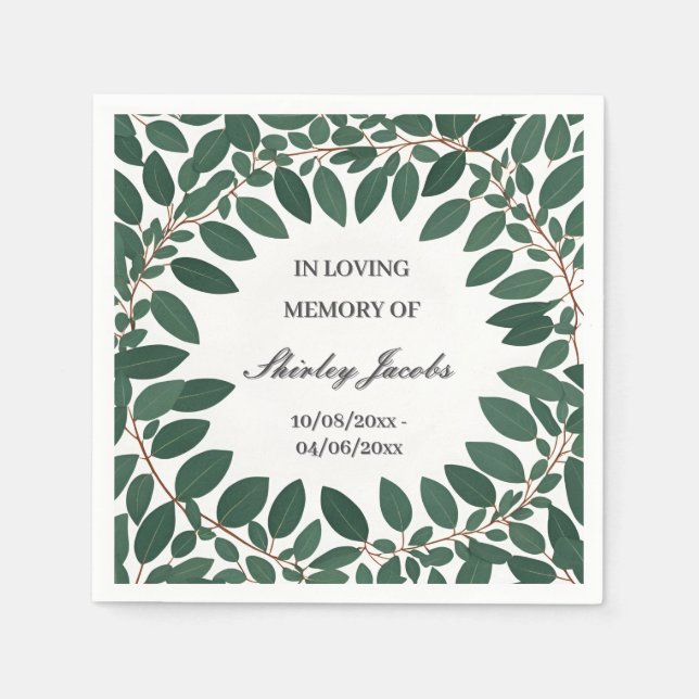 Servilleta De Papel Personalizado Eucalyptus Funeral Wreath Elegant Me (Anverso)