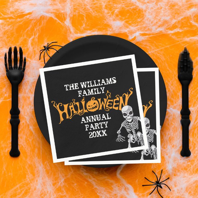 Servilleta De Papel Personalizado Familia Halloween Fiesta anual Skele (Subido por el creador)