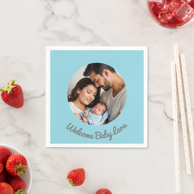 Servilleta De Papel personalizado Felicidades bebé bebé bebé azul bien (In situ)